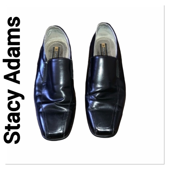 STACY ADAMS Black Slip On Loafer Dress Shoes size 9 - Picture 1 of 9